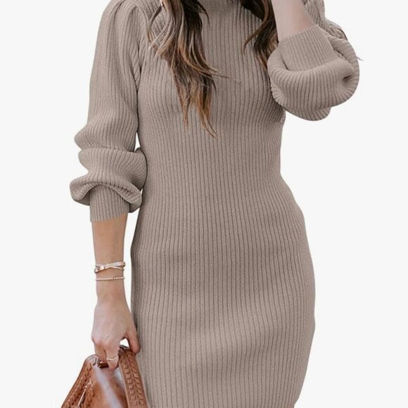 Long Sleeve Turtle Neck Rib Knit Stretch Slim Fitted Bodycon Sweater- WORN ONCE! - Picture 4 of 5